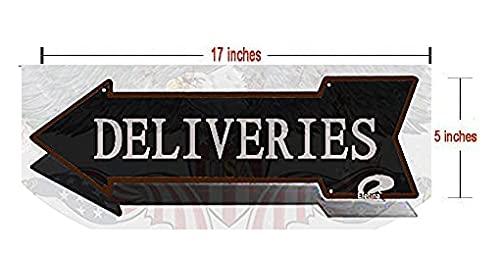 TSOSK Delivery Sign Black Left Arrow Vintage Package Deliveries Signs Drop Off Deliver Parcel Here Business Packages Plaque Metal tin Sign 5x17 INCH-Arrow Plaque Metal tin Sign - Image 3