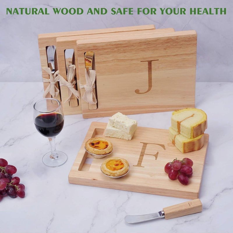 Miicol Wood Charcuterie Board, Monogram Cheese Board 10 Inch, Personalized Initial Cutting Board with Spreader, Unique Housewarming Gift, Ideal for Kitchen, Home, Letter F - Image 3