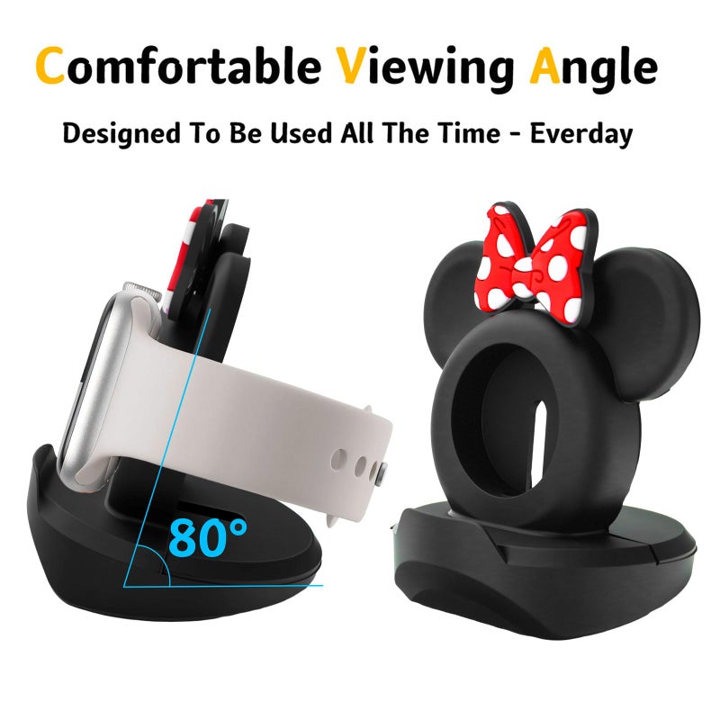 zougon for Apple Watch Cute Mouse Charger Stand, iWatch Silicone Desk Stand Holder, Charging Station Dock Holder Compatible with All Apple Watch Series Ultra/SE/8/7/6/5/4/3/2/1 (Not Include Charger) - Image 3