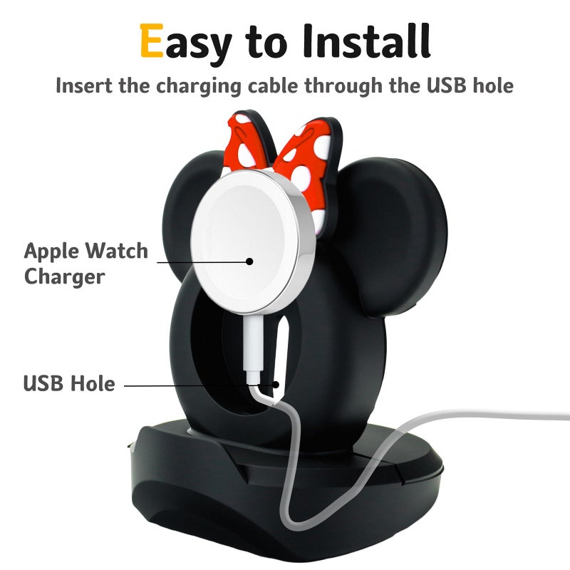 zougon for Apple Watch Cute Mouse Charger Stand, iWatch Silicone Desk Stand Holder, Charging Station Dock Holder Compatible with All Apple Watch Series Ultra/SE/8/7/6/5/4/3/2/1 (Not Include Charger) - Image 2