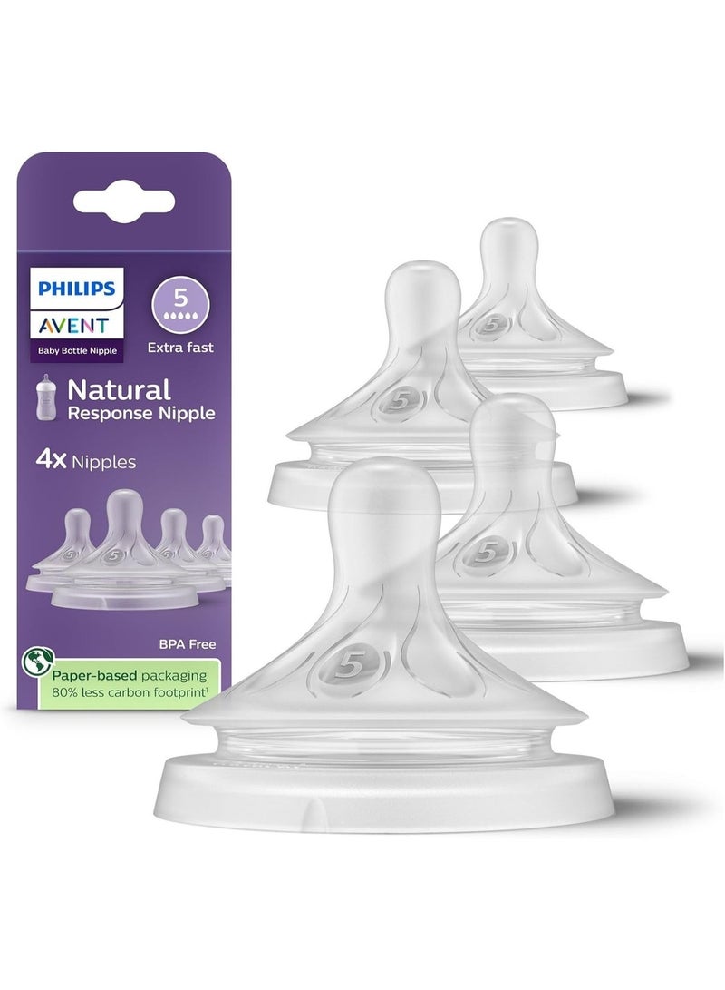 Avent Philips Avent Natural Response, Extra Fast Flow (Flow 5), 4-Pack, SCY965/44 - Image 1