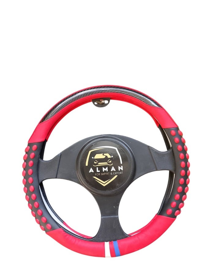 Generic Universal Silicone Steering Wheel Cover, Red and Black 