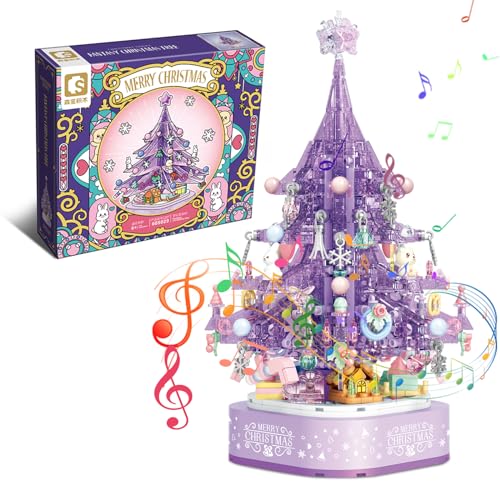 MEIEST Christmas Tree Building Blocks SetDIY Purple Crystal Christmas Tree Music BoxXmas Holiday Construction Toy GiftHome Decor - Image 1