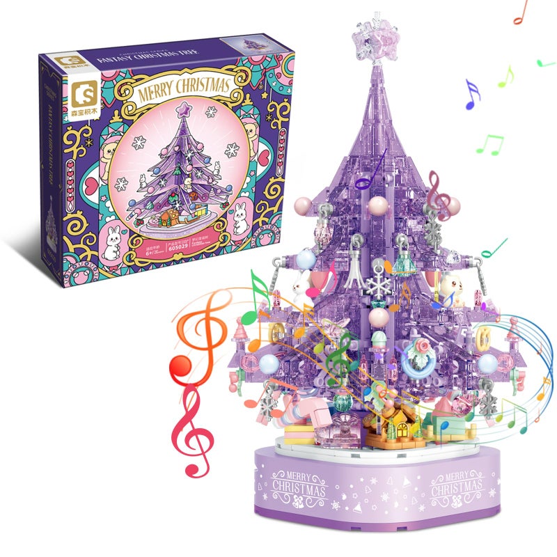 MEIEST Christmas Tree Building Blocks SetDIY Purple Crystal Christmas Tree Music BoxXmas Holiday Construction Toy GiftHome Decor - Image 3