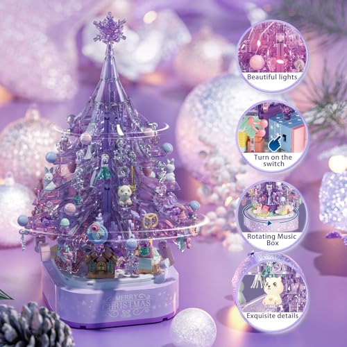MEIEST Christmas Tree Building Blocks SetDIY Purple Crystal Christmas Tree Music BoxXmas Holiday Construction Toy GiftHome Decor - Image 5