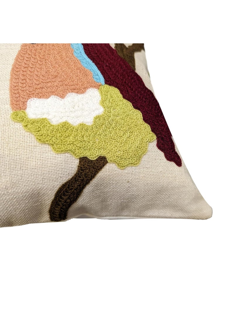 Good Vibes Cream Multi Thread Embroidered Cushion Cover for Sofa Home Bedroom 16x16 inch or 40 x 40 cm  - Image 4