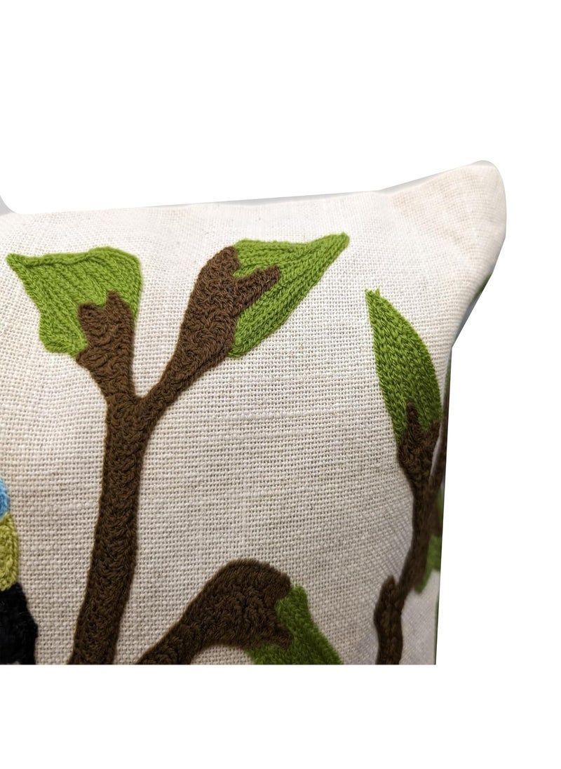 Good Vibes Cream Multi Thread Embroidered Cushion Cover for Sofa Home Bedroom 16x16 inch or 40 x 40 cm  - Image 3