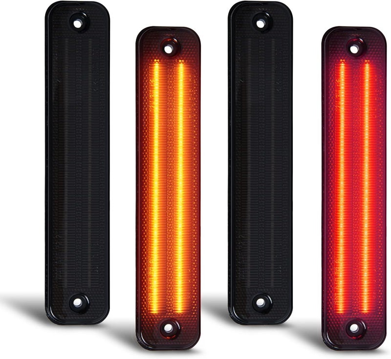 GemPro 4PCS LED Side Marker Lights for 2003-2009 Hummer H2 - Front Amber & Rear Red Signal Lamps (Smoked Lens) - Image 1