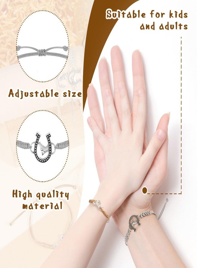 Sureio 48 Pcs Horse Rope Braided Bracelet Gifts Bulk Horse Goodie Party Favors Western Cowgirl Cowboy Adjustable Wedding Bridal Shower Bracelets for Women (White, Beige, Brown,24 Pcs) - Image 3