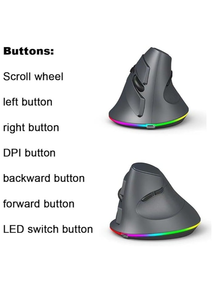 Green Tiger Vertical Wireless Gaming Mouse Programmable Mouse 2.4G Wireless+BT Connection Ergonomic Design - Image 3