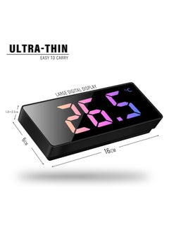 Generic Alarm Clock Digital Battery Powered, LED Travel Alarm Clocks Beside Mains Powered Non Ticking with Snooze Temperature Date Time Brightness Adjustable for Kids Adults (Colorful2)  - Image 3