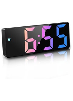 Generic Alarm Clock Digital Battery Powered, LED Travel Alarm Clocks Beside Mains Powered Non Ticking with Snooze Temperature Date Time Brightness Adjustable for Kids Adults (Colorful2)  - Image 2