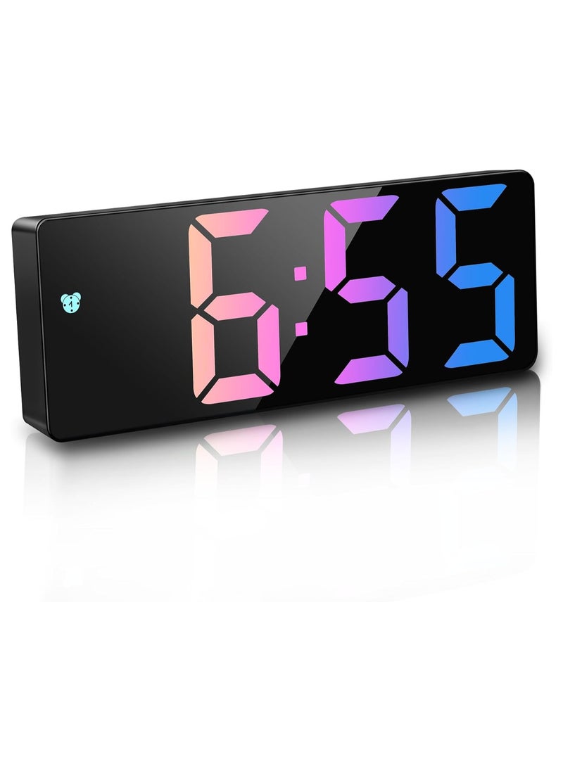 Generic - Alarm Clock Digital Battery Powered, LED Travel Alarm Clocks Beside Mains Powered Non Ticking with Snooze Temperature Date Time Brightness Adjustable for Kids Adults (Colorful2) - Image 1