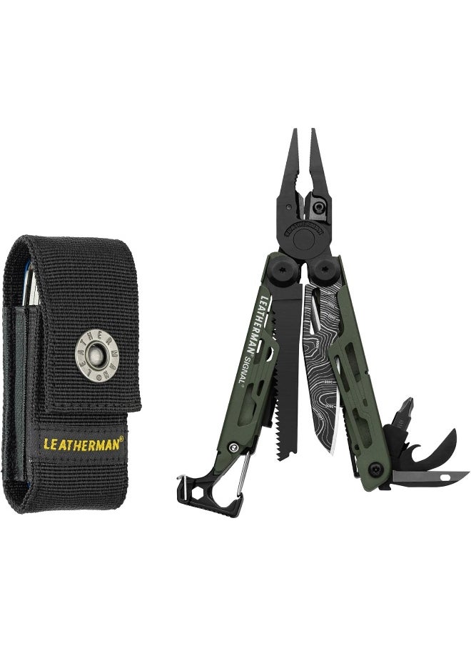 LEATHERMAN LEATHERMAN, Signal, 19-in-1 Multi-tool for Outdoors, Camping, Hiking, Fishing, Survival, Durable & Lightweight EDC, Made in the USA, Topographical Print  - Image 1