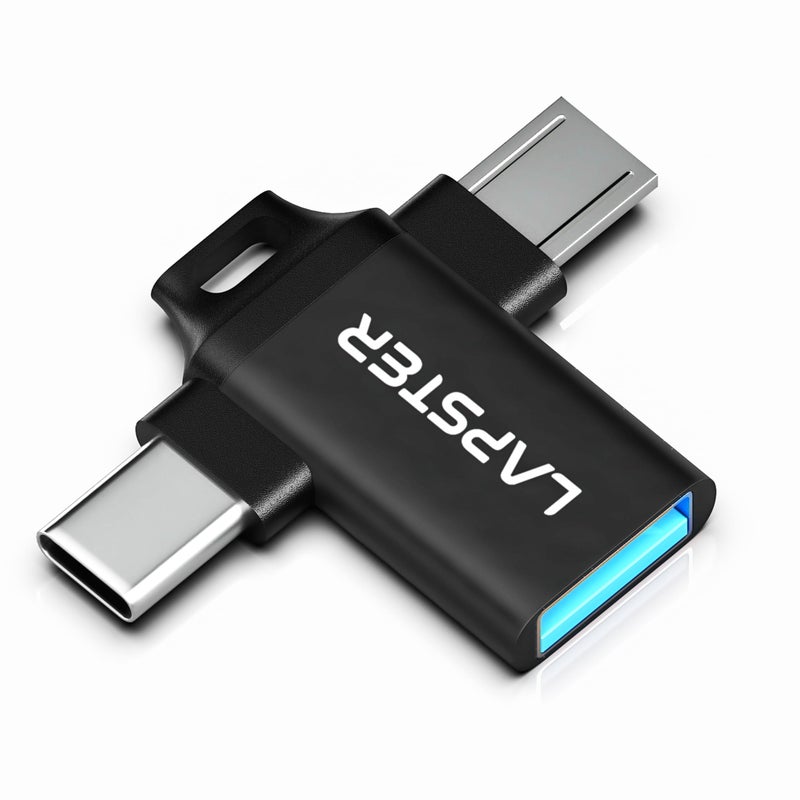 ls lapster Lapster Plugx3 OTG 2 in 1 Adapter Micro USB + Type C to USB Female Connector, OTG Pen Drive Adapter to Mobile Connector Type C, Compatible with All Devices - Image 4
