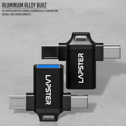 ls lapster Lapster Plugx3 OTG 2 in 1 Adapter Micro USB + Type C to USB Female Connector, OTG Pen Drive Adapter to Mobile Connector Type C, Compatible with All Devices - Image 2
