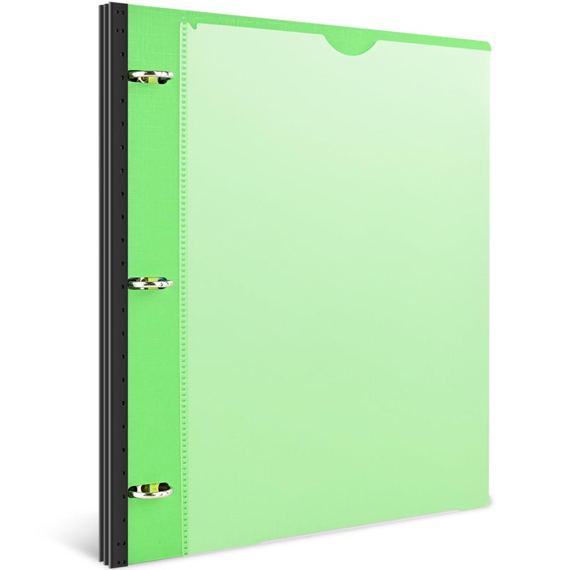 INFUN 1 Inch Telescoping 3 Ring Binder - 1PCS,Flexible Round Binder with Customizable Front Cover and Clear Catalog Pocket, 1 Inch Rings, 225 Sheet Capacity- Green - Image 1
