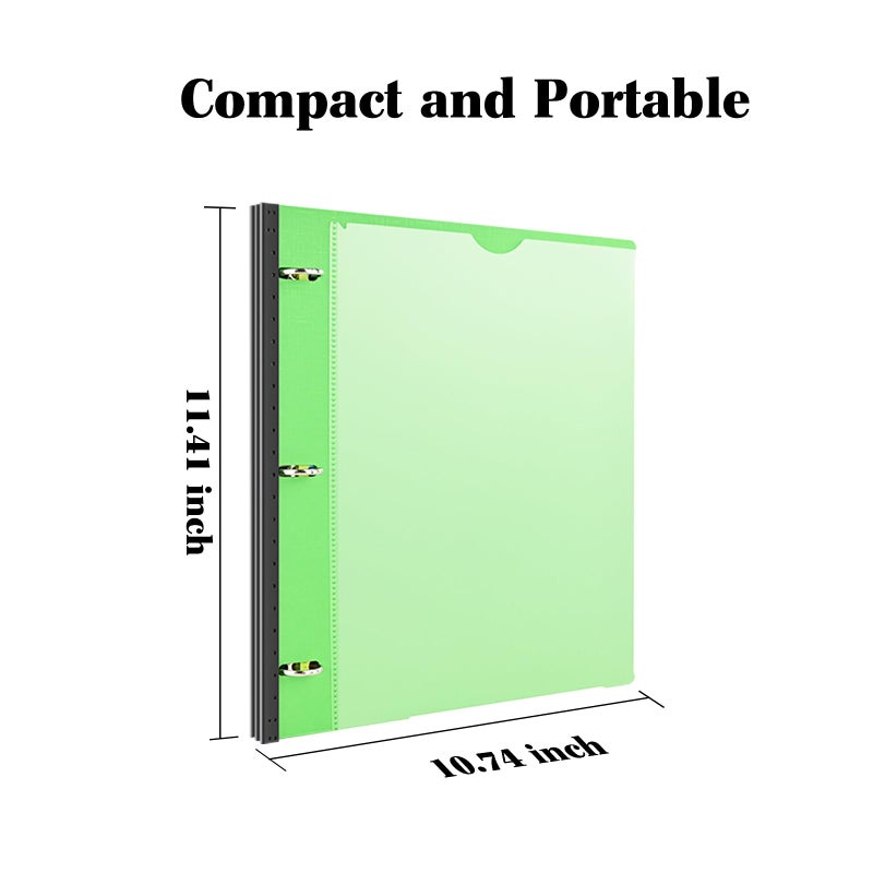 INFUN 1 Inch Telescoping 3 Ring Binder - 1PCS,Flexible Round Binder with Customizable Front Cover and Clear Catalog Pocket, 1 Inch Rings, 225 Sheet Capacity- Green - Image 5