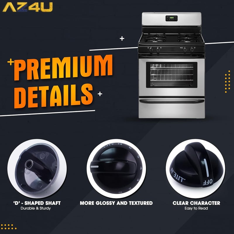 AZ4U 4 عبوة تحتوي على مقبض حريق لموقد الغاز رقم 316220009، يحل محل مقبض الحريق رقم 1379610 (AP4322122، AH1991531) المستخدم في مواقد الغاز من Frigidaire. - Image 5