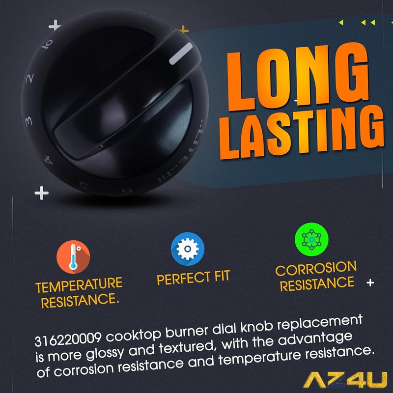 AZ4U 4 عبوة تحتوي على مقبض حريق لموقد الغاز رقم 316220009، يحل محل مقبض الحريق رقم 1379610 (AP4322122، AH1991531) المستخدم في مواقد الغاز من Frigidaire. - Image 4