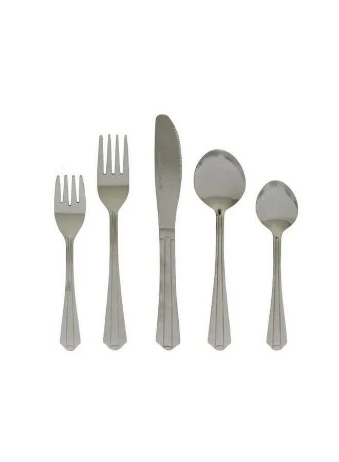 GIBSON 20-Piece Montiero Dishwasher Safe Stainless Steel Flatware Set Silver 28 x 6.8 x 19.5 cm 80057.2