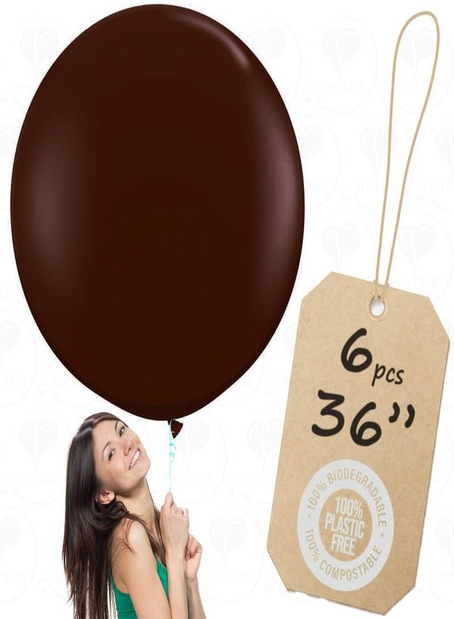 Balloon Red AFTERLOON® Biodegradable Balloons 6 pcs 36 Inch Orb Perfect Round Giant Extra Large Coffee Brown, Thickened Strong Natural Latex Jumbo XL Big Helium Float, Gender Reveal Birthday Party Decorations - Image 2