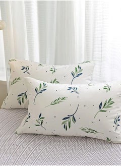 LUNA Home Single Size 4 Piece Bedding Set Without Filler, Soft Fabric Small Green Leaves Design.  - Image 2