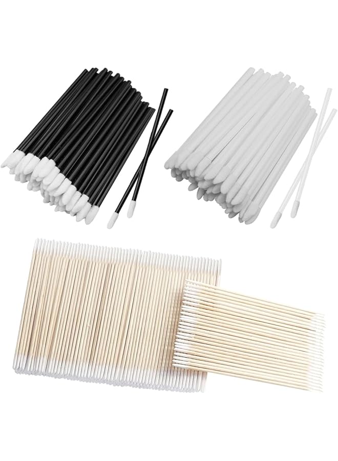 erorex 200Pcs Wood Handle Cotton Swabs Pointed Tip Applicators Disposable Makeup Eyebrow Cleaning Tattoo