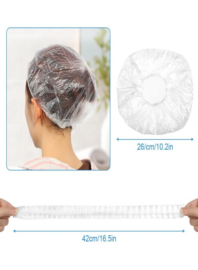 AOGOE 100 Pcs Disposable Shower Caps, Waterproof Plastic Disposable Shower Cap, Elastic Transparent Plastic Shower Caps for Home, Hotel, Travel, Spa and Hairdressers - Image 2