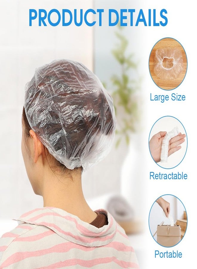 AOGOE 100 Pcs Disposable Shower Caps, Waterproof Plastic Disposable Shower Cap, Elastic Transparent Plastic Shower Caps for Home, Hotel, Travel, Spa and Hairdressers - Image 4