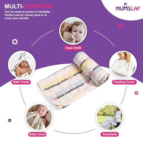 MumsLap Baby Muslin Blanket for Newborn | 6 Layer Gauze Cotton | Soft Swaddle Wrap Blanket/Quilt/Bath Towel/Nursing Cover/Crib Blankets for Boys and Girls (Doggy), 200 tc,Multicolor - Image 2