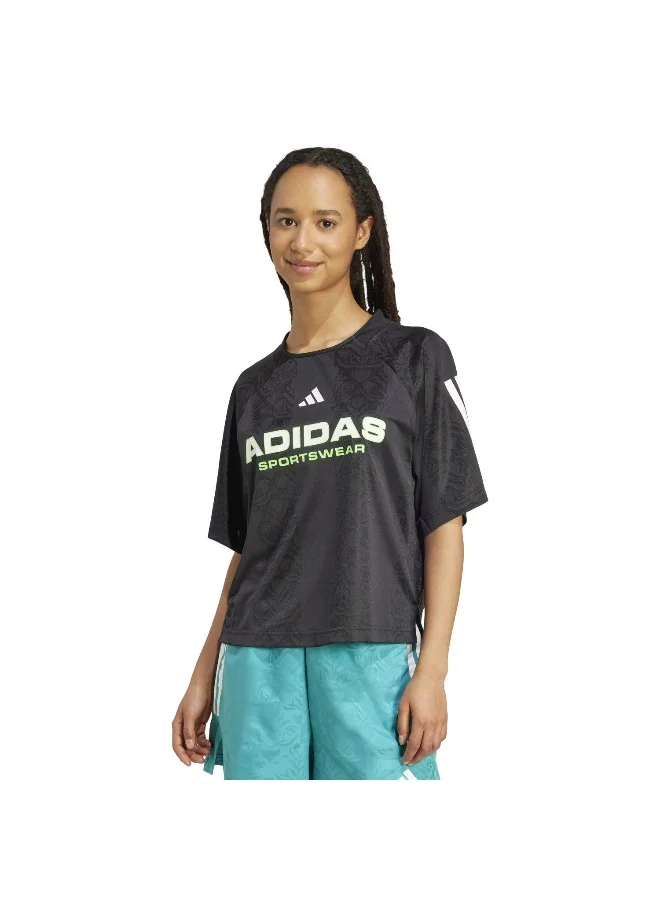 Adidas Adidas W Tiro Q3 Tee Black T-Shirt (Short Sleeve) T-Shirts For Women
