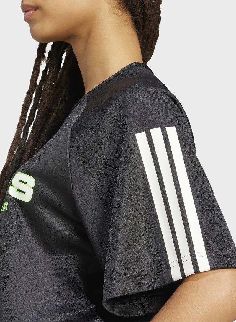 Adidas BLACK/WHITE Tiro X Common Goal Jaquard Tee for Women | Best Price UAE