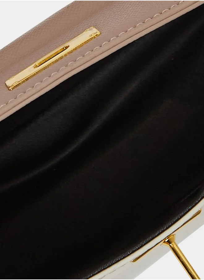 Styli Two tone Handbag with Turn Lock Closure