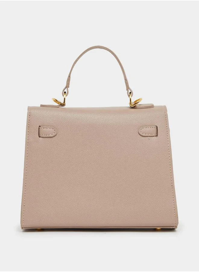 Styli Two tone Handbag with Turn Lock Closure