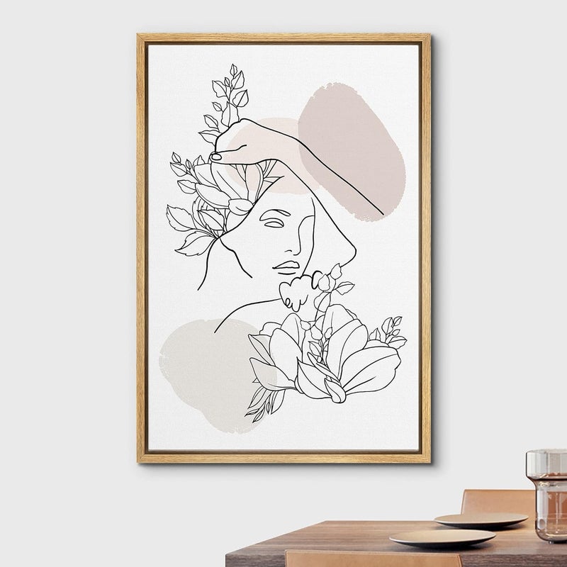 wall26 Framed Canvas Print - Floral Woman Line Art - Image 2