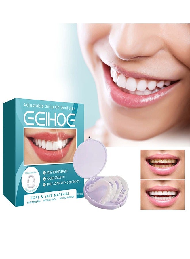 EELHOE EELHOE Adjustable Snap-On Dentures, Upper and Lower Jaw Cosmetic Denture Veneers, Smile Dentures, Temporary Dental Restoration Kit, Instant Snap-On Confident Smile  - Image 1