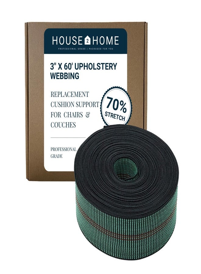 House2Home Upholstery Webbing for Chair & Couch Repair, 3" x 60' Elastic Furniture Webbing Roll, 70% Stretch Replacement Support for Sagging Seat Back Cushions - Image 1