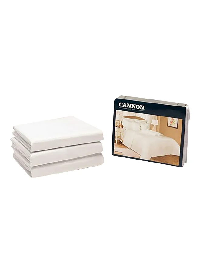 Cannon 3-Piece Machine Washable High Quality Queen Fitted Sheet Set White 6 x 30 x 25 cm CN Q3PCFTDT300-WHTD