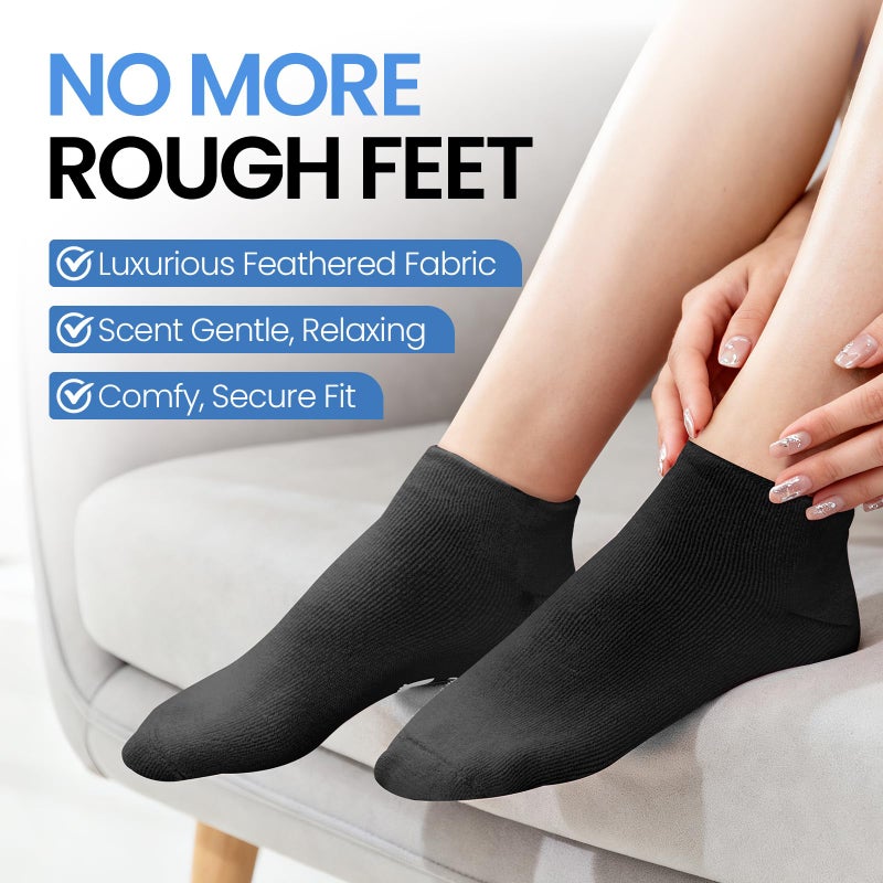 ALUROICE Silicone Moisturizing Socks for Women Men Large- 2Pairs Foot Moisturizer Socks for Dry Cracked Feet- Black Aloe Spa Moisture Hydrating Foot Care Socks (L Up to Size 12) - Image 5