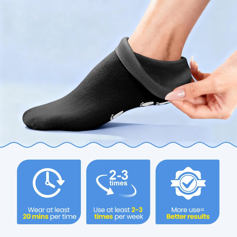 ALUROICE Silicone Moisturizing Socks for Women Men Large- 2Pairs Foot Moisturizer Socks for Dry Cracked Feet- Black Aloe Spa Moisture Hydrating Foot Care Socks (L Up to Size 12) - Image 4