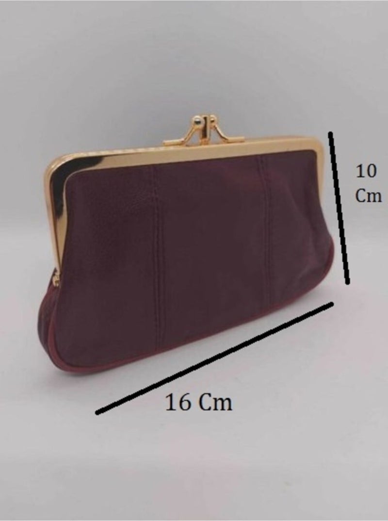 Erzeno Claret Red Women's Wallet with Leather Clip and Cubs  - Image 2