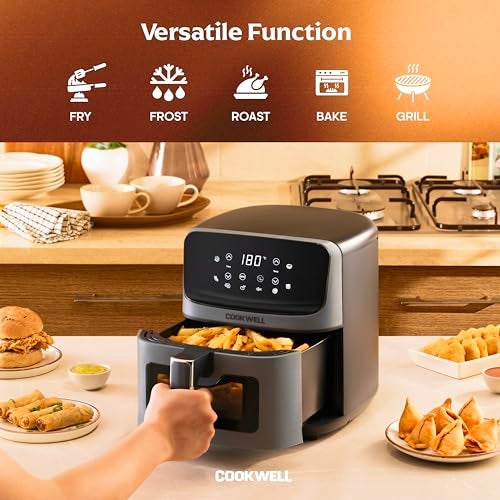 Cookwell Air Fryer - 5L With See Through Window - 1400W (Grey & Black) - Image 2