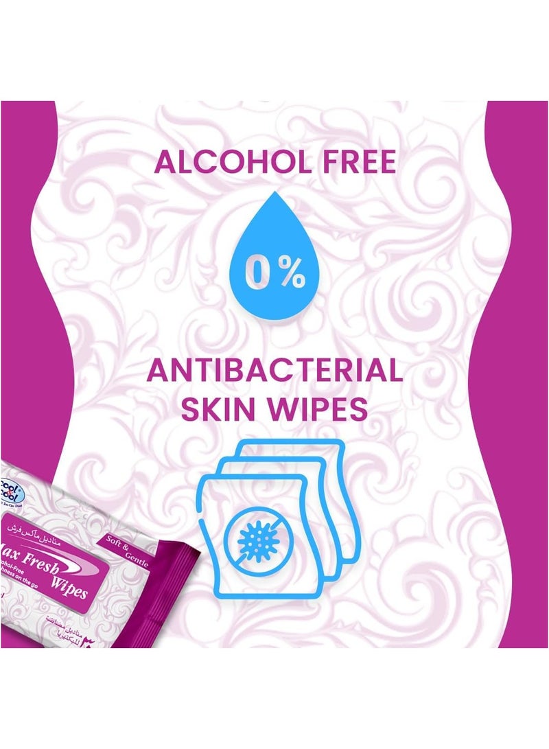 Cool & Cool Cool & Cool Max Fresh Wipes - 30's (Pack of 3) - Convenient for Travel,Antibacterial Skin Wipes with Vitamin E,Aloe Vera Gel & Herb Extract,Alcohol-Free,Soft & Gentle - 90 Wipes - Image 5