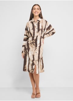 Ginger Tie Dye Print Shirt Dress  - Image 1