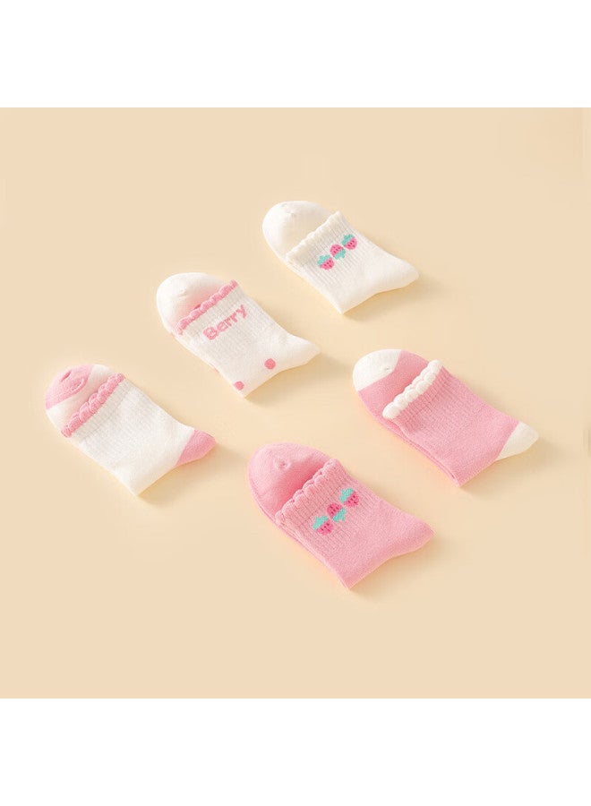 Red Bean Children's Socks Boys And Girls Four Seasons Breathable Mid-tube Cotton Socks Big Kids Student Sports Casual Socks W5016 22-24 - Image 1