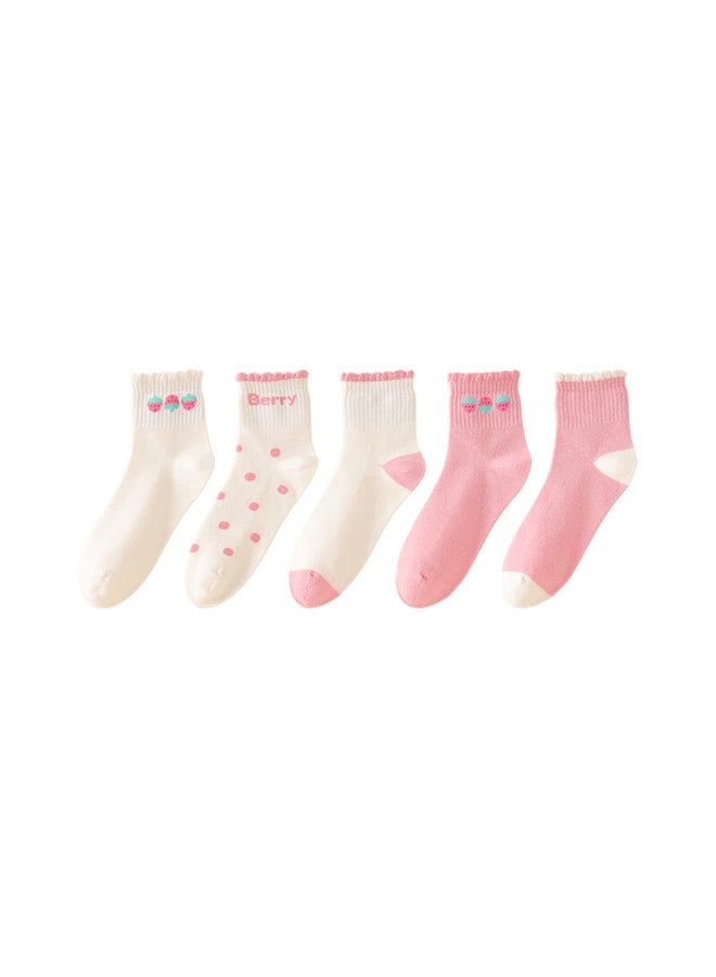 Red Bean Children's Socks Boys And Girls Four Seasons Breathable Mid-tube Cotton Socks Big Kids Student Sports Casual Socks W5016 22-24 - Image 5