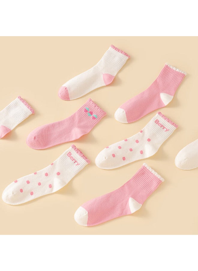 Red Bean Children's Socks Boys And Girls Four Seasons Breathable Mid-tube Cotton Socks Big Kids Student Sports Casual Socks W5016 22-24 - Image 2