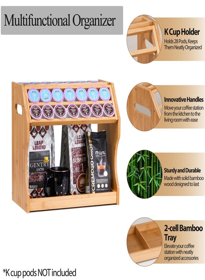 Thalomely 2-Tier K Cup Holder & Condiment Organizer, Bamboo Coffee Pod Organizer & Coffee Bar Accessory for Home or Office,Space-Saving Storage Rack with Handles - Image 4