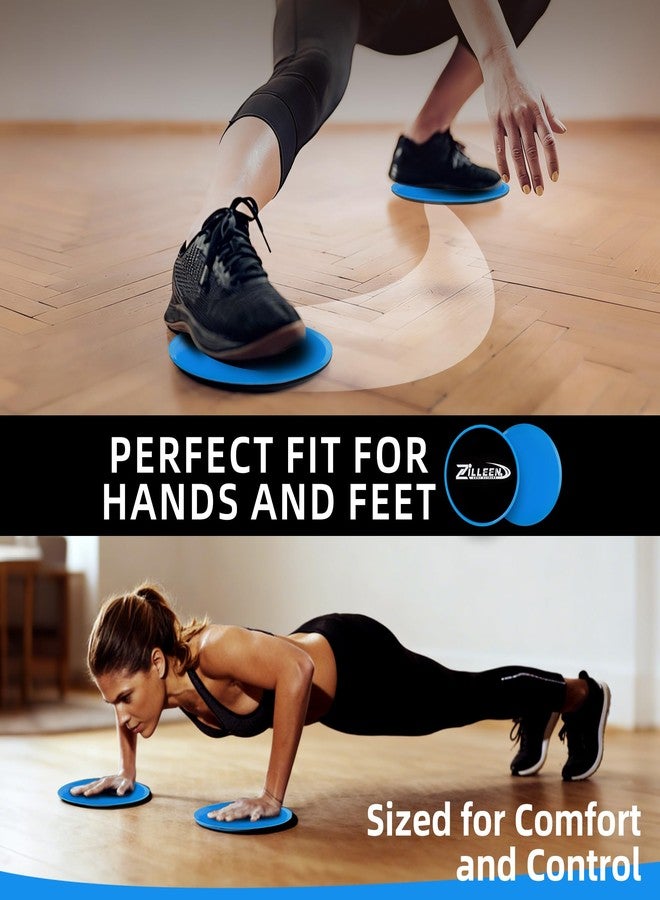ZILLEEN Exercise Sliders for Working Out Blue Fitness Discs for Pilates Women Men, 2 Pack - Image 3